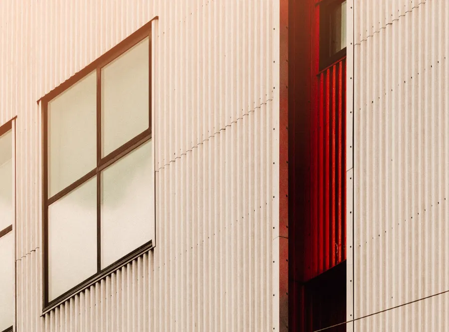 Corrugated wall in afternoon light